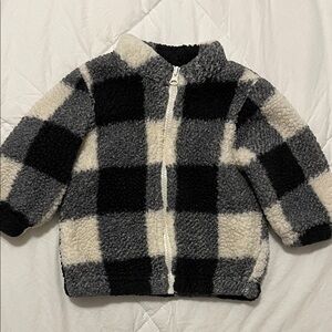 Cozy Black and White Checkered Jacket